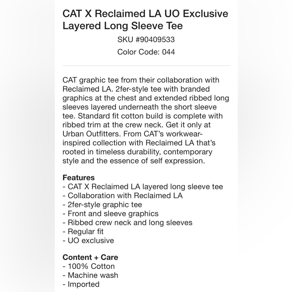 NWT CAT x RECLAIMED LA EXCLUSIVE‎ UO Layered Long Sleeve Tee in Graystone M - Picture 2 of 13
